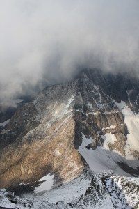 The best view we got of a cloud-shrouded Granite Peak, the highest point in Montana.