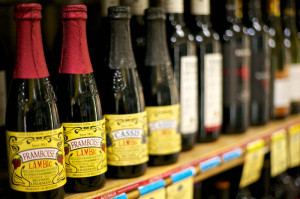 A row of lambics for sale at Joe's Parkway.