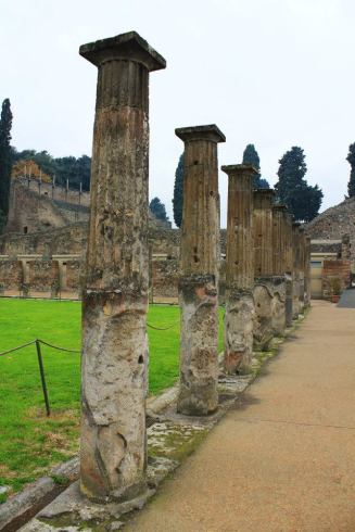 Pillars at one of the entrances to Pompeii.
