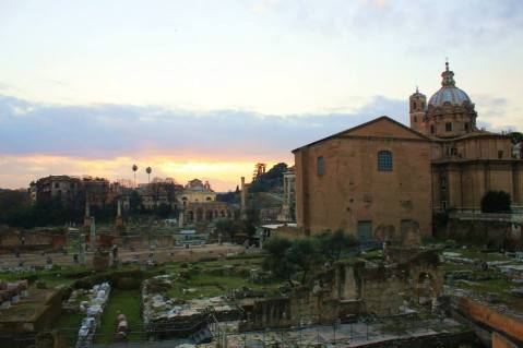 Sunset over the Roman Forum.