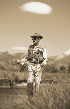 Turner stalks the banks as he fishes a stream flowing through his property. Photo courtesy Kurt Markus, Outside Magazine.
