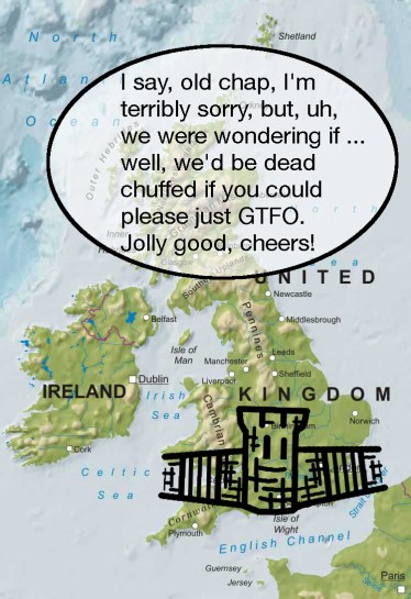 Even when they're kicking you out of their country, the English can't help but be polite about it. Image by Brent Zundel.